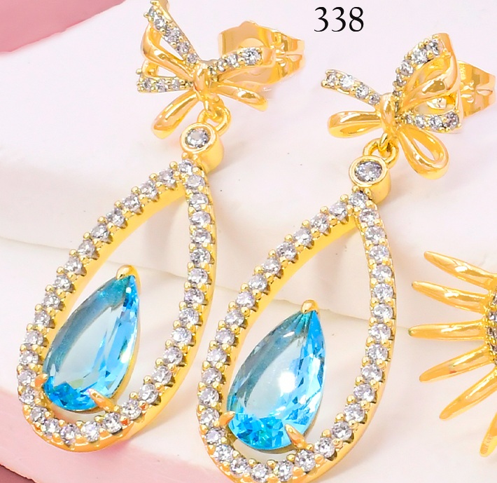 ARETES BAÑO DE ORO 14K. XUPING LAZO/GOTA ZIRC. EE5524-428 012026