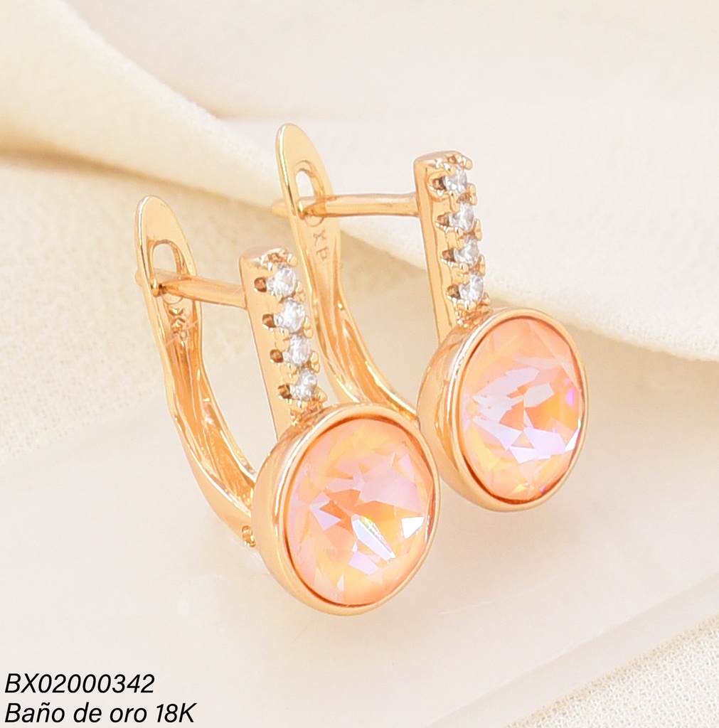 ARETES BAÑO DE ORO 18K. XUPING ZIRC. RD. NARANJA EE5533-428 012026