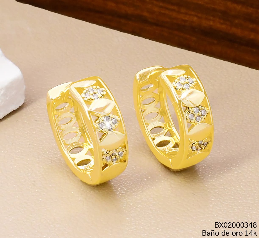 ARETES BAÑO DE ORO 14K. XUPING HUGGIES OVALOS EE5540-427 012026