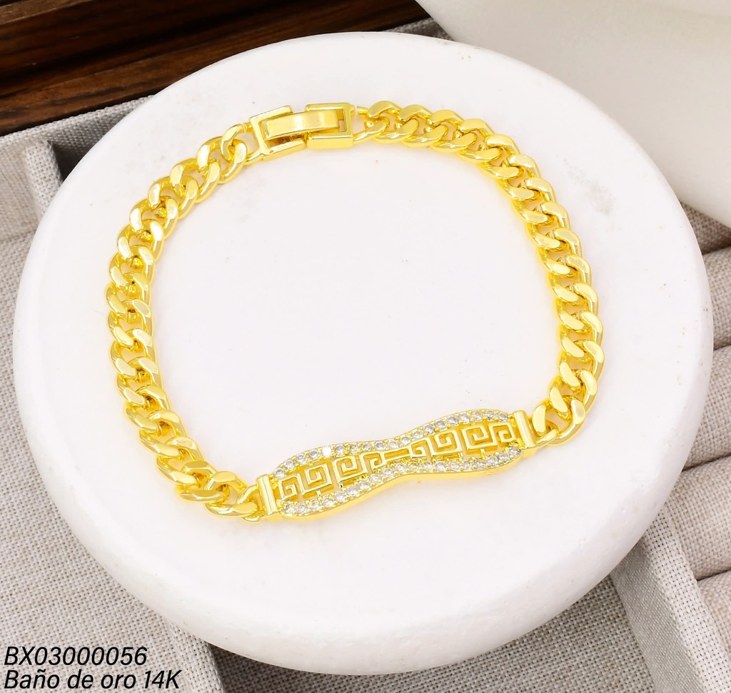 PULSERA BAÑO DE ORO 14K. XUPING  "S" ZIRC. BE911-9  012026
