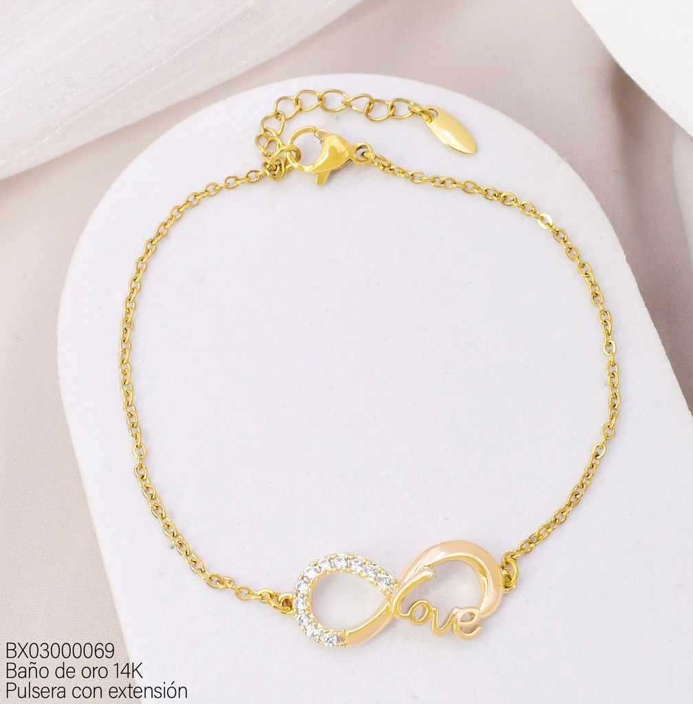 PULSERA BAÑO DE ORO 14K. XUPING INFINITO/LOVE BE934-428 012026
