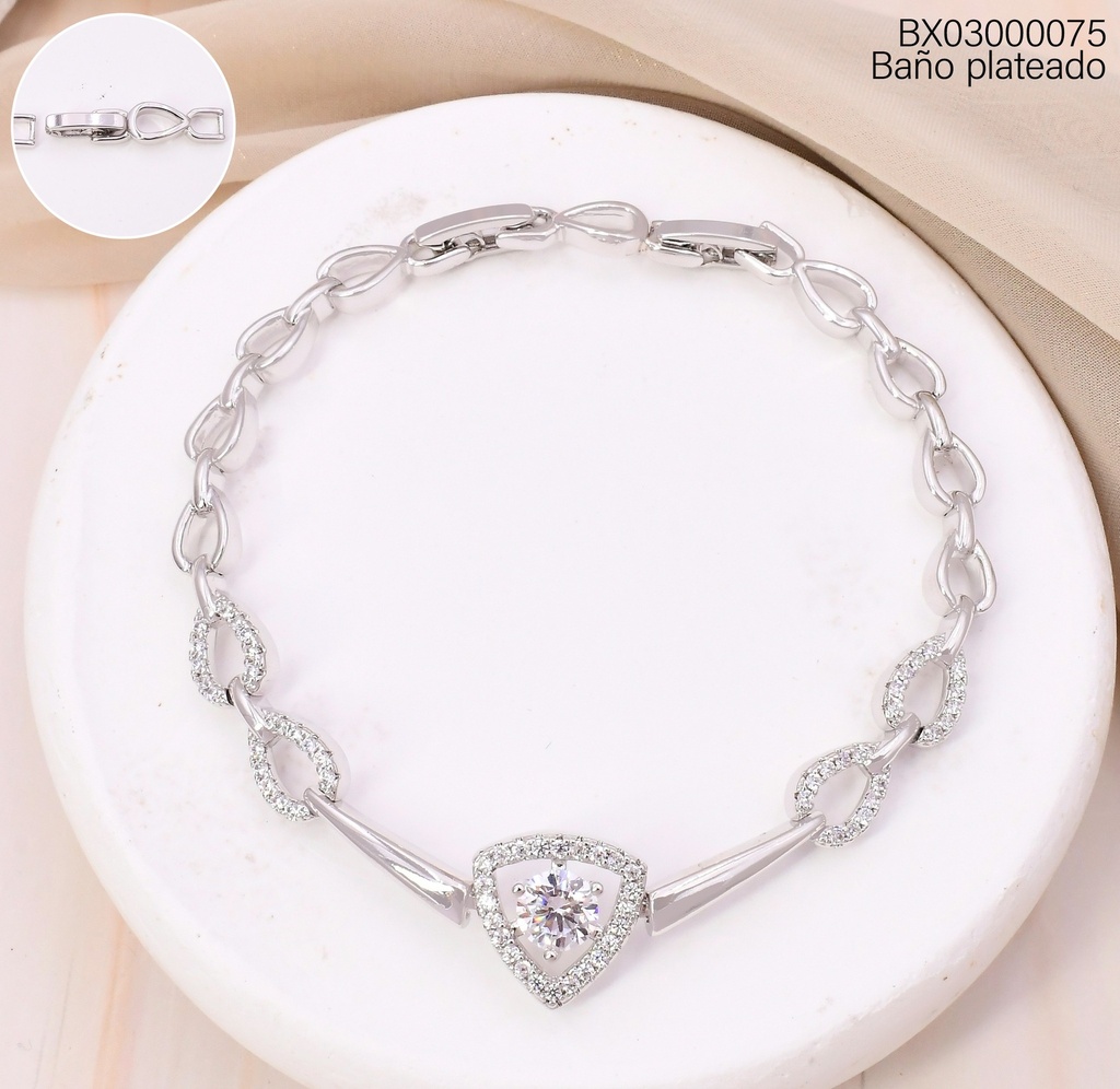 PULSERA BAÑO PLATEADO. TRIANGULO/ZIRC.CENTRO BE943-428 012026 XUPING