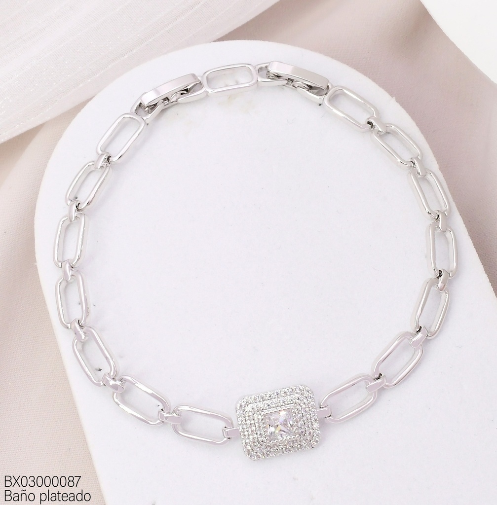 PULSERA BAÑO PLATEADO. RECT/ZIRC. BE962-428 012026 XUPING