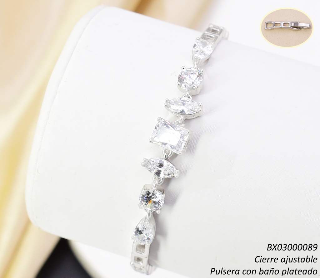 PULSERA BAÑO PLATEADO. RECT/ZIRC. BE965-428 012026 XUPING