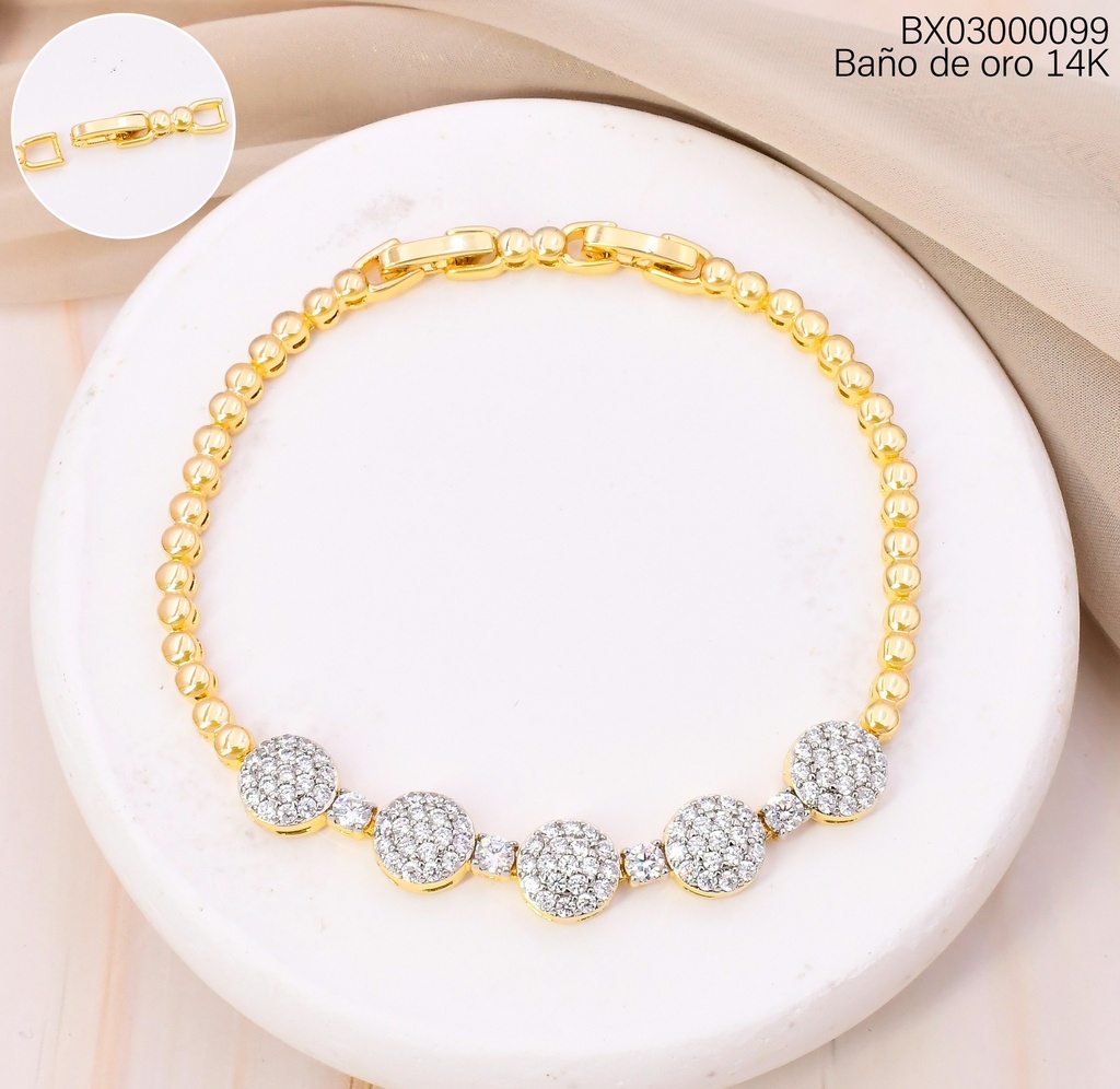 PULSERA BAÑO DE ORO 14K. XUPING  CIRC./ZIRC. BE979-428 012026