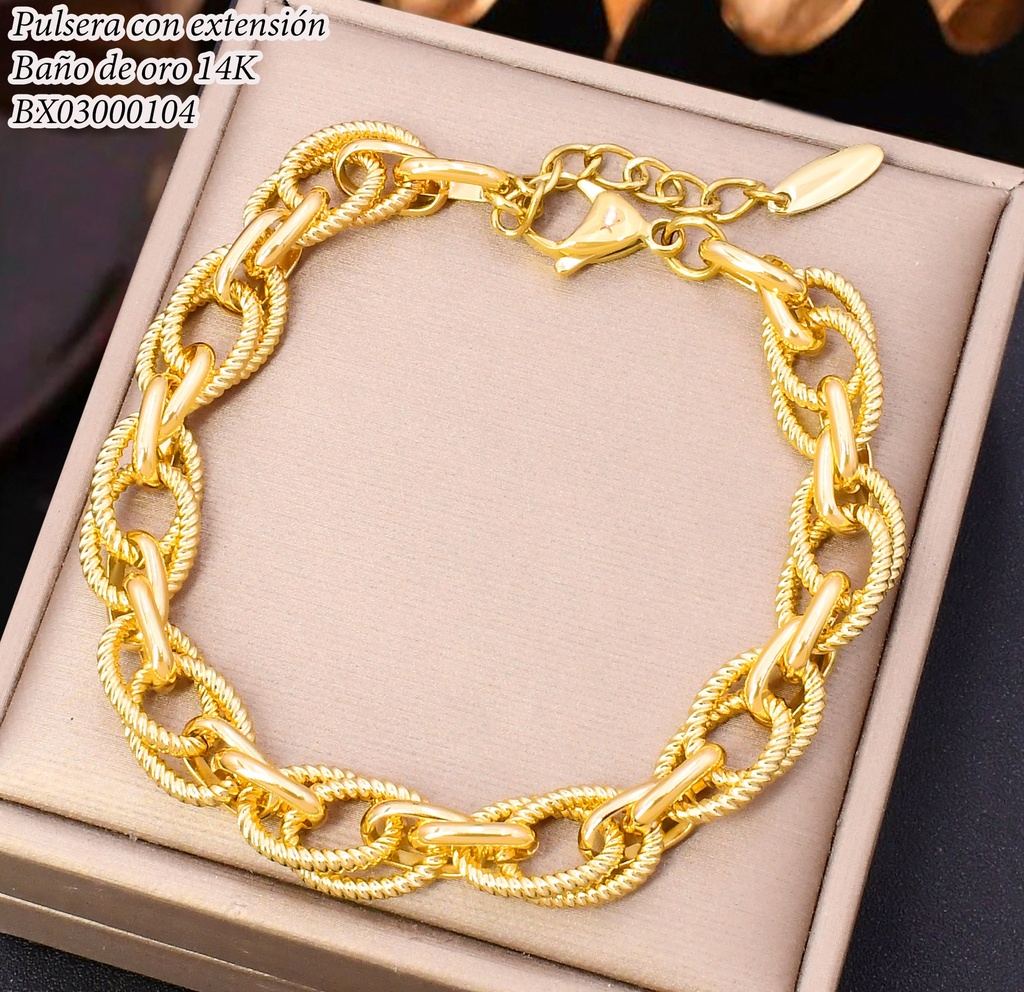 PULSERA BAÑO DE ORO 14K. XUPING CAD/ENTRE OV. BE984-428 012026