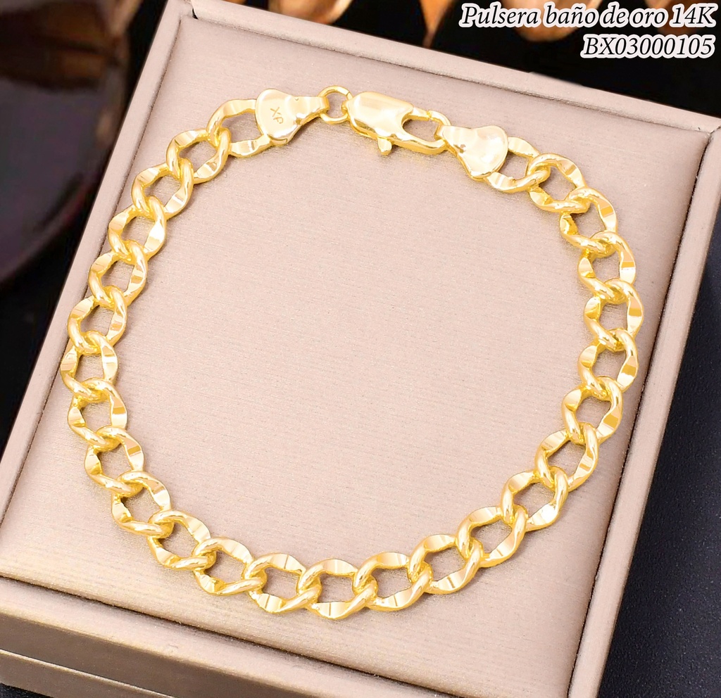 PULSERA BAÑO DE ORO 14K. XUPING MARTILLADA BE985-428 012026