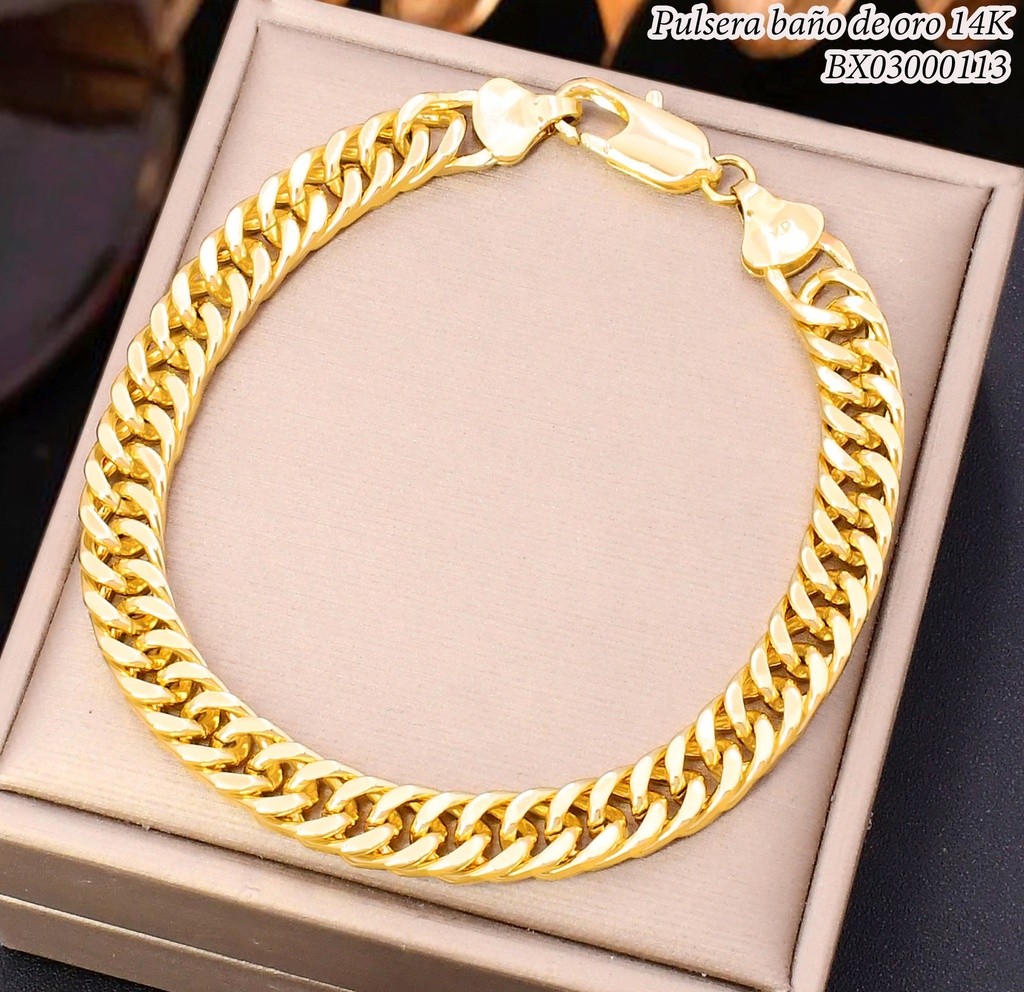 PULSERA BAÑO DE ORO 14K. XUPING MARTILLADA BE993-428 012026