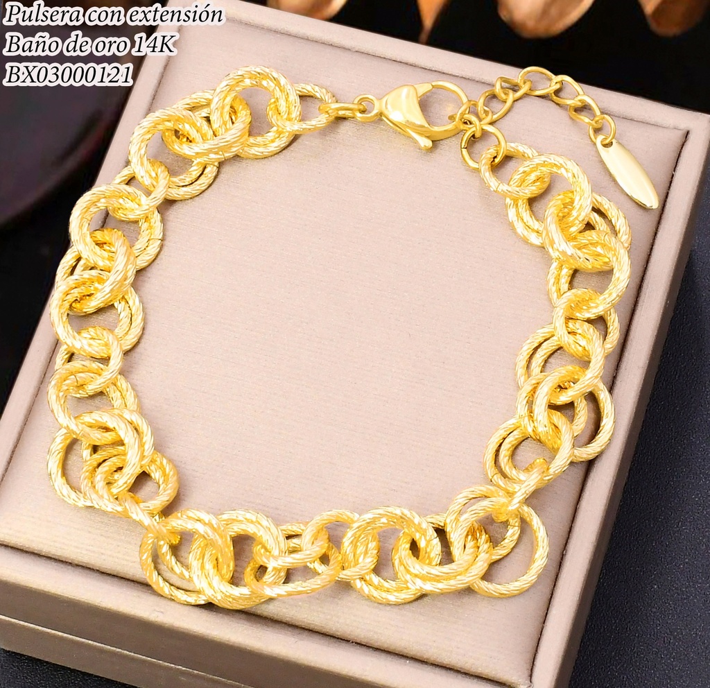 PULSERA BAÑO DE ORO 14K. XUPING CAD/ENTRE BE1005-428 012026