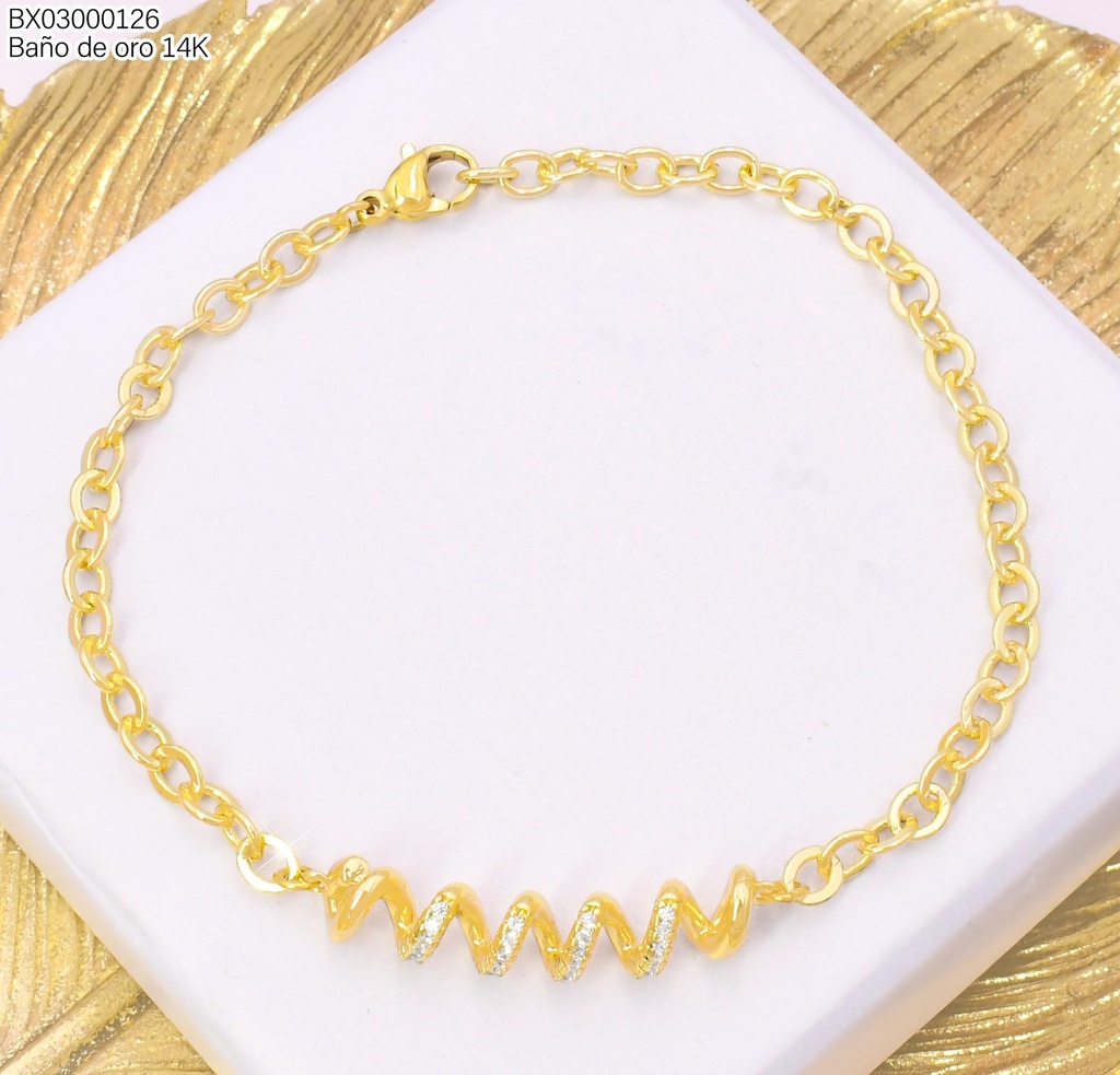 PULSERA BAÑO DE ORO 14K. XUPING ESPIRAL BE1010-428 012026