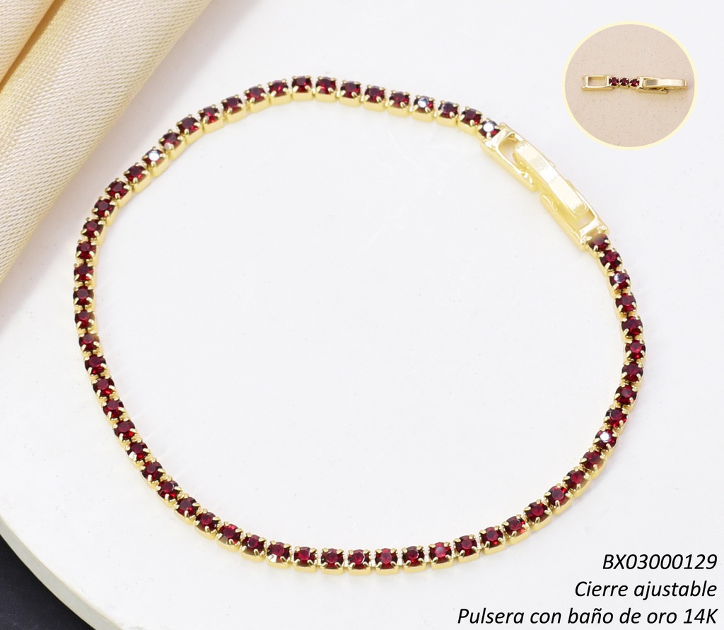 PULSERA BAÑO DE ORO 14K. XUPING ZIRC./ROJA BE1013-428 012026