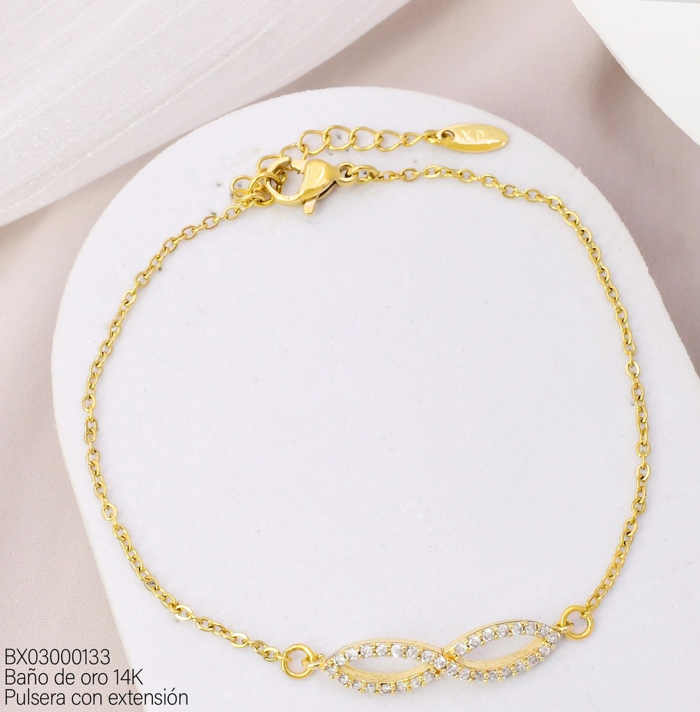 PULSERA BAÑO DE ORO 14K. XUPING INF./ZIRC. BE1017-428 012026
