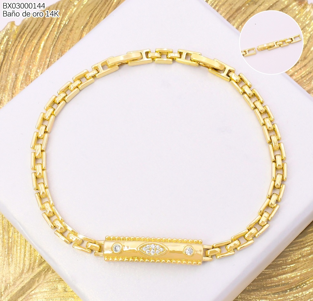 PULSERA BAÑO DE ORO 14K. XUPING RECT OV C/ZIRC. BE1029-428 012026