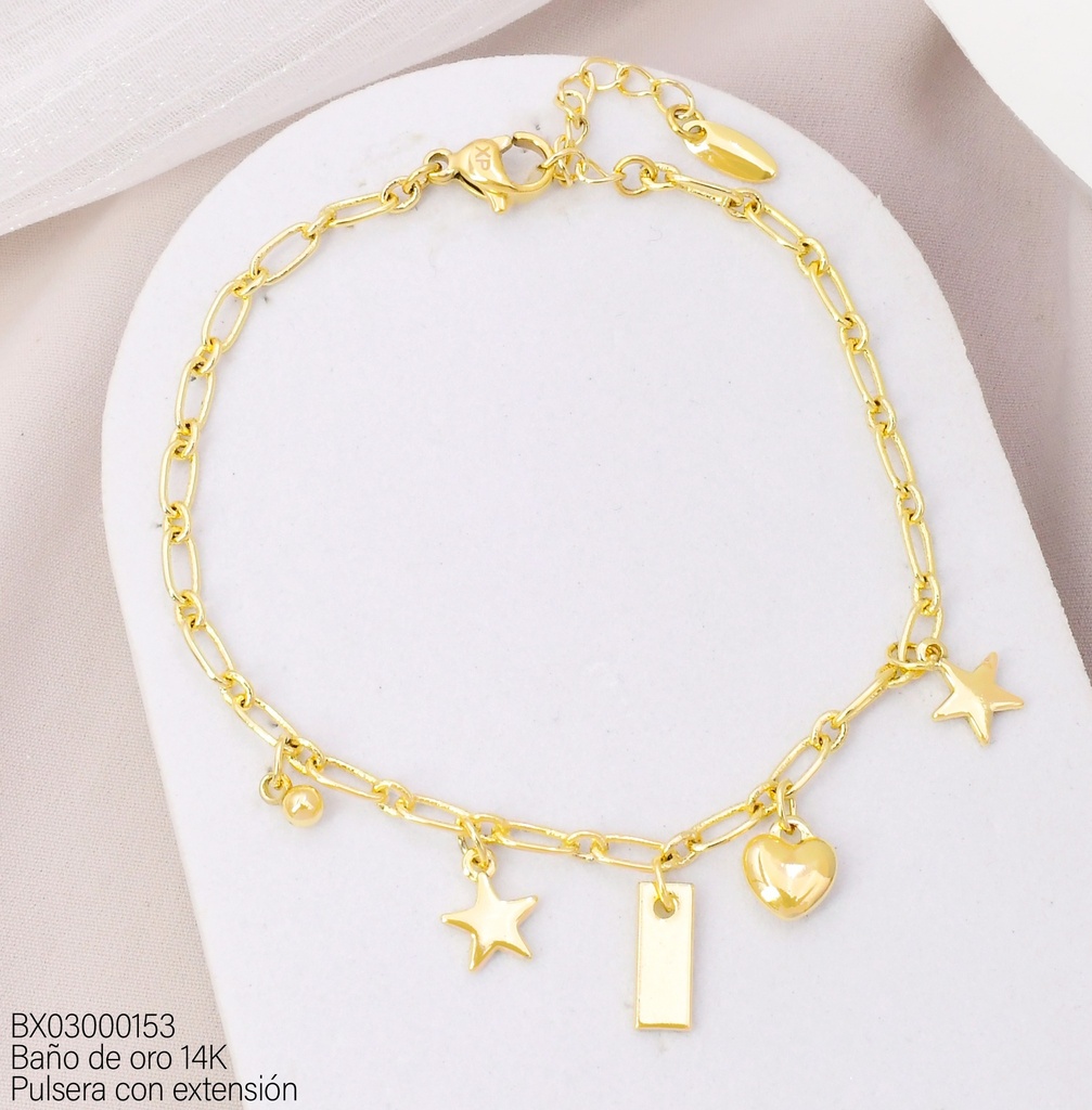 PULSERA BAÑO DE ORO 14K. XUPING ESTRELLA/CORZ BE1042-428 012026