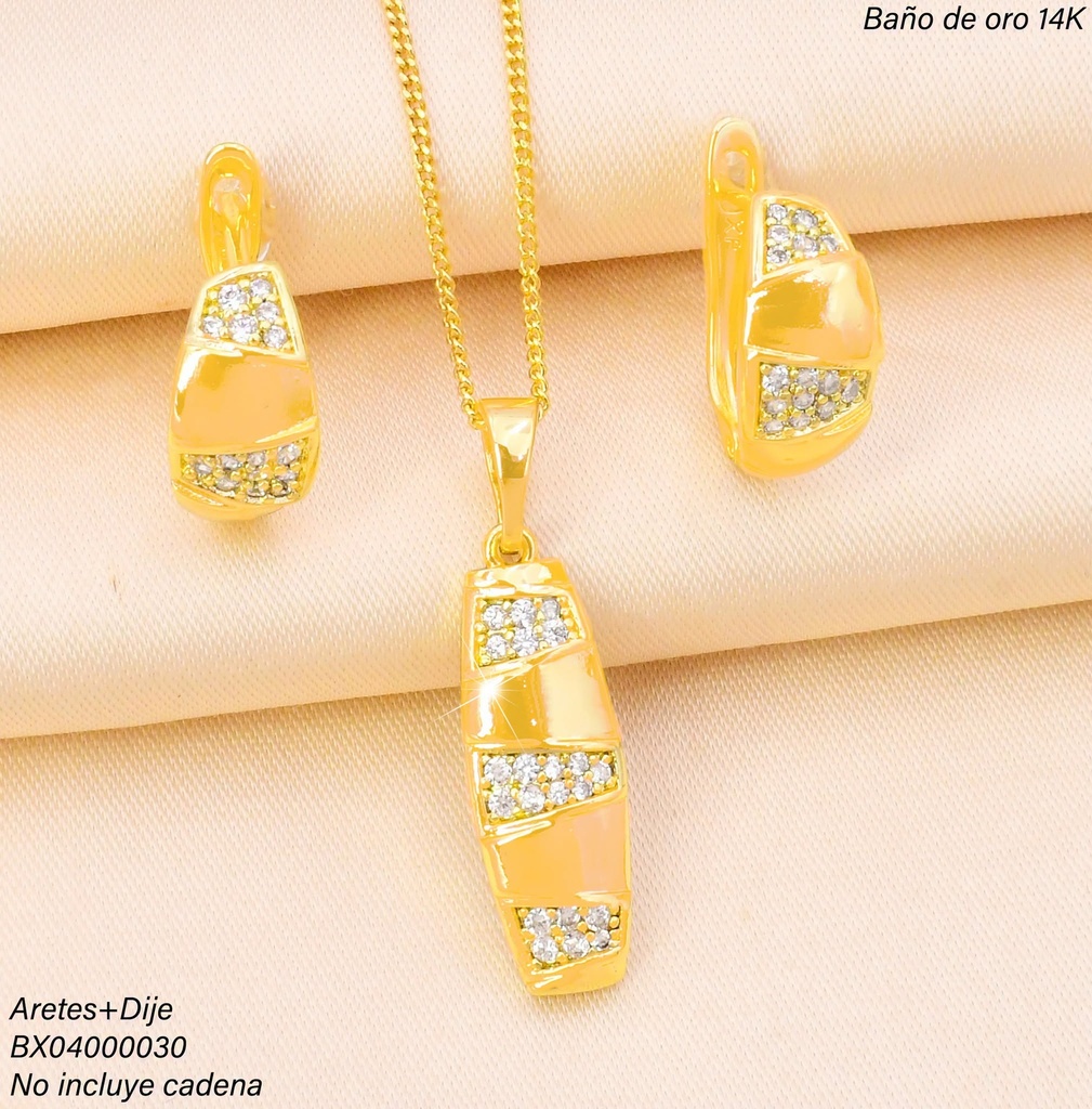 SET BAÑO DE ORO 14K. XUPING OV. ZIRC. SE1476-428 012026