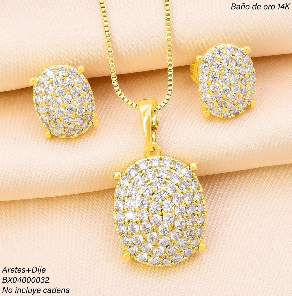 SET BAÑO DE ORO 14K. XUPING OV. ZIRC. SE1484-427 012026