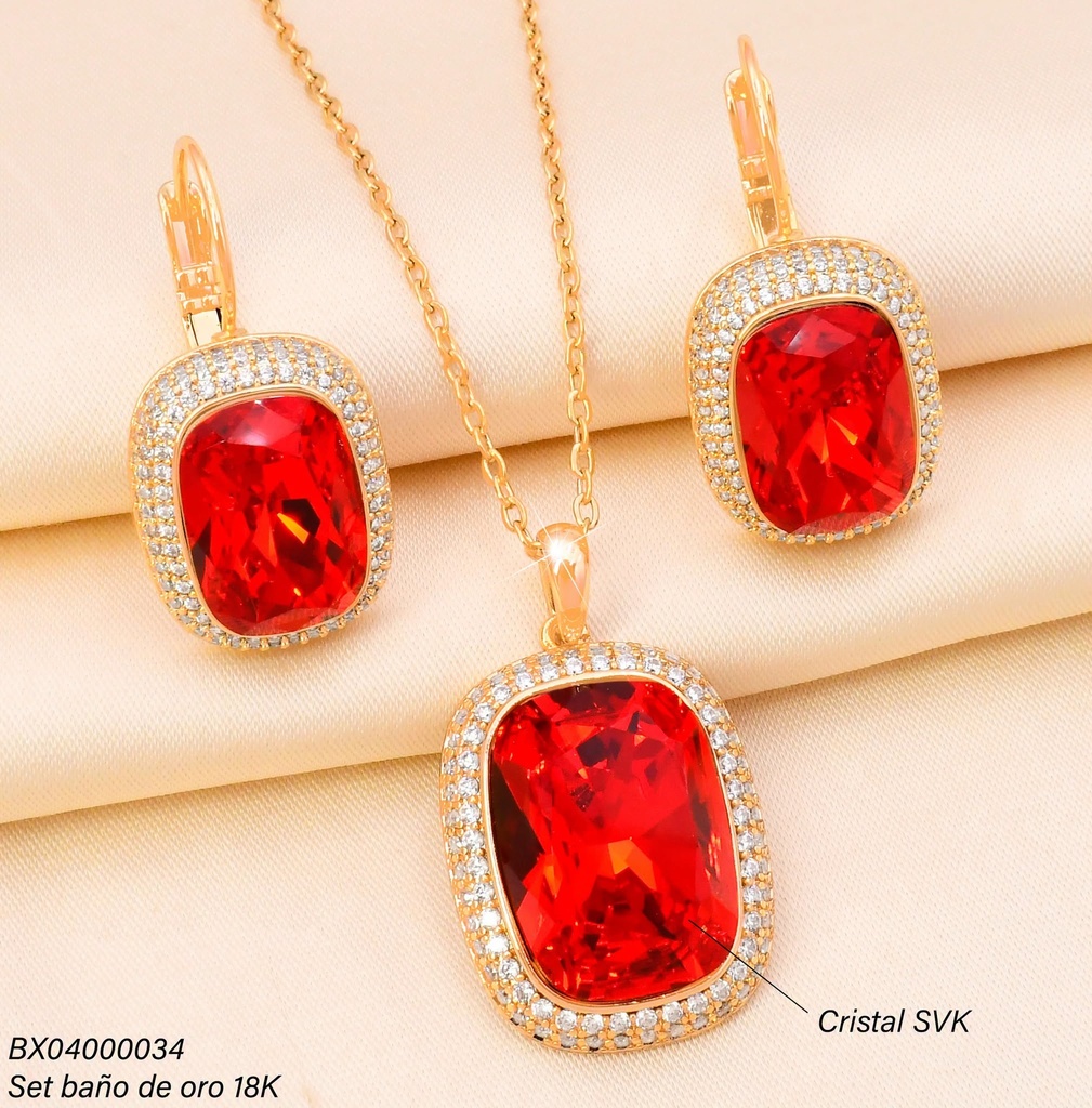 SET BAÑO DE ORO 18K. XUPING RECT/ZIRC SE1516-427 012026