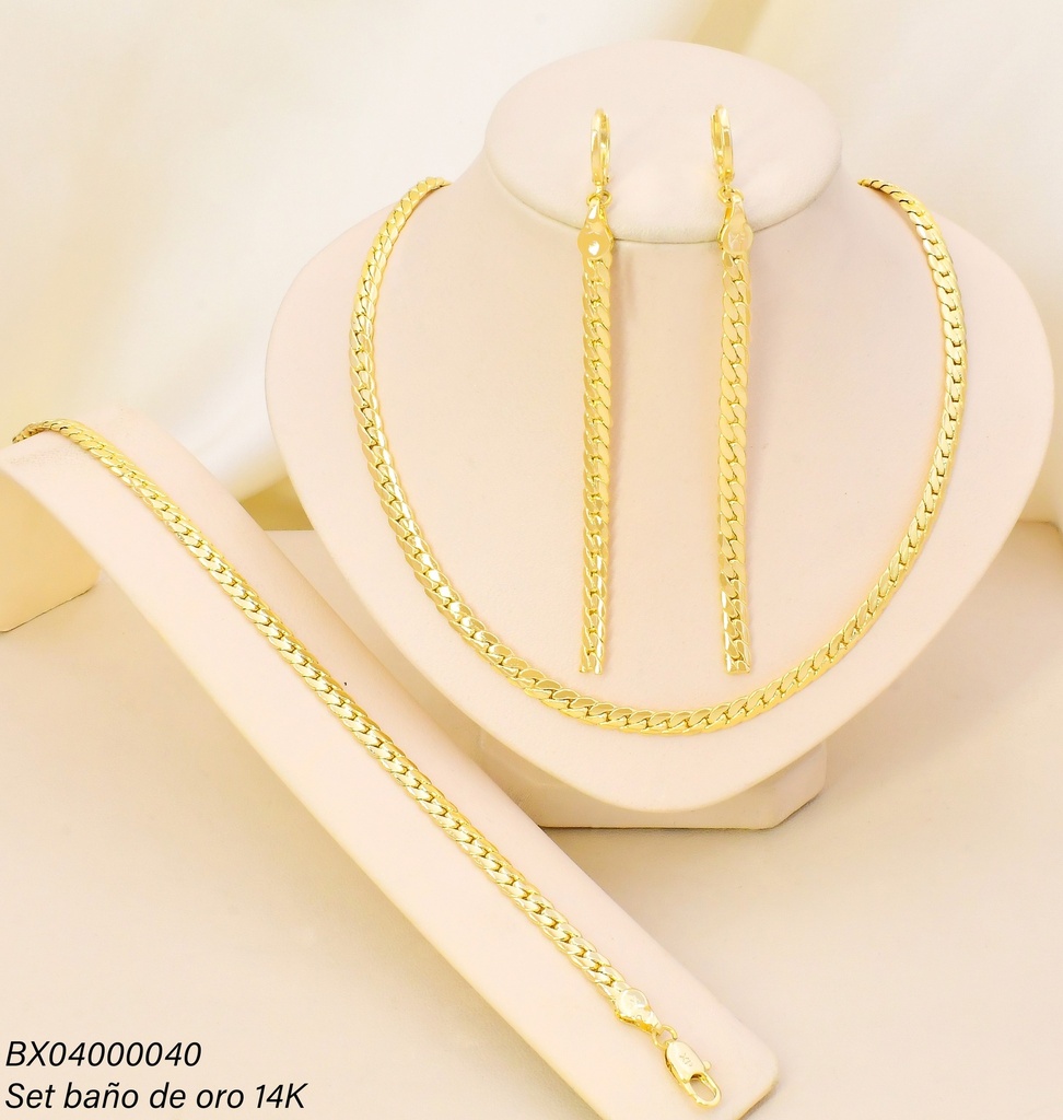 SET BAÑO DE ORO 14K. XUPING MART.CAD-PULSERA-ARETES SE1525-427 012026