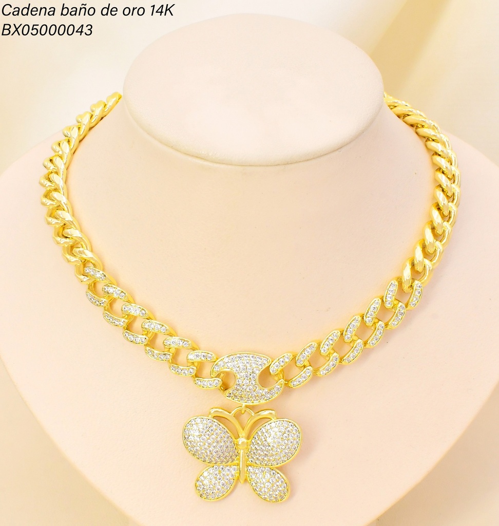 CADENA BAÑO DE ORO 14K. XUPING MARIPOSA ZIRC. CE565-427 012026