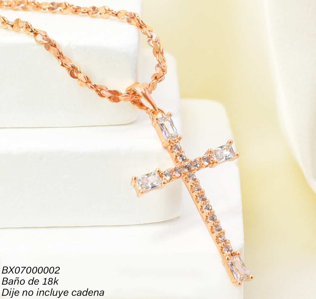DIJE BAÑO DE ORO 18K. XUPING CRUZ ZIRC. RECT. PE002-427 012026