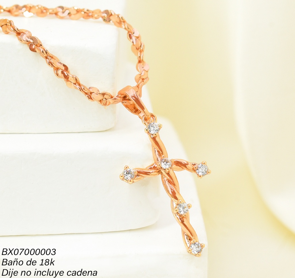 DIJE BAÑO DE ORO 18K. XUPING CRUZ TORNEADA ZIRC. PE003-427 012026