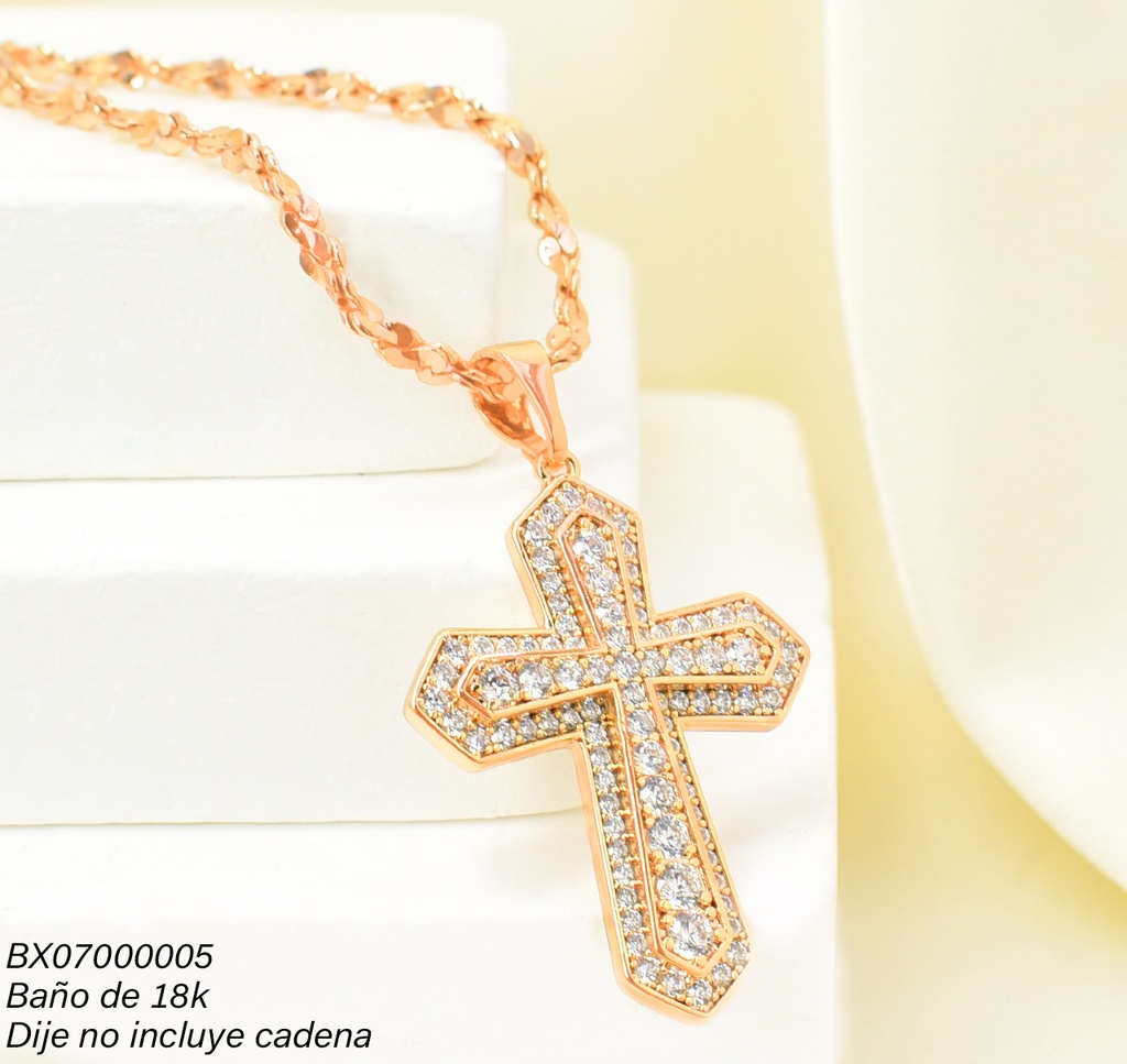 DIJE BAÑO DE ORO 18K. XUPING CRUZ  ZIRC. PE005-427 012026