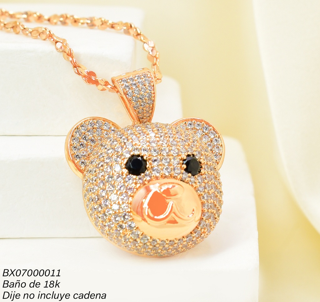 DIJE BAÑO DE ORO 18K. XUPING CABEZA OSO ZIRC. PE011-427 012026