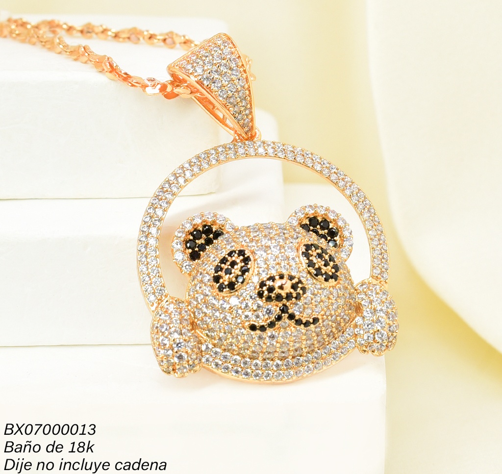 DIJE BAÑO DE ORO 18K. XUPING CIRCULO/PANDA PE013-427 012026
