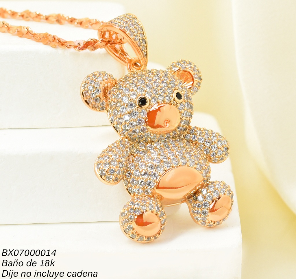 DIJE BAÑO DE ORO 18K. XUPING OSO ZIRC. PE014-427 012026