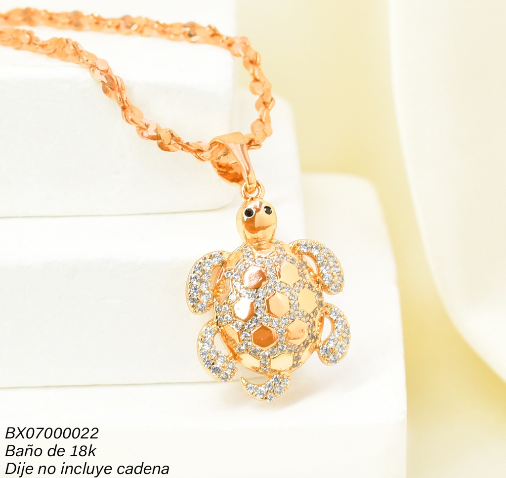 DIJE BAÑO DE ORO 18K. XUPING TORTUGA ZIRC. PE019-427 012026
