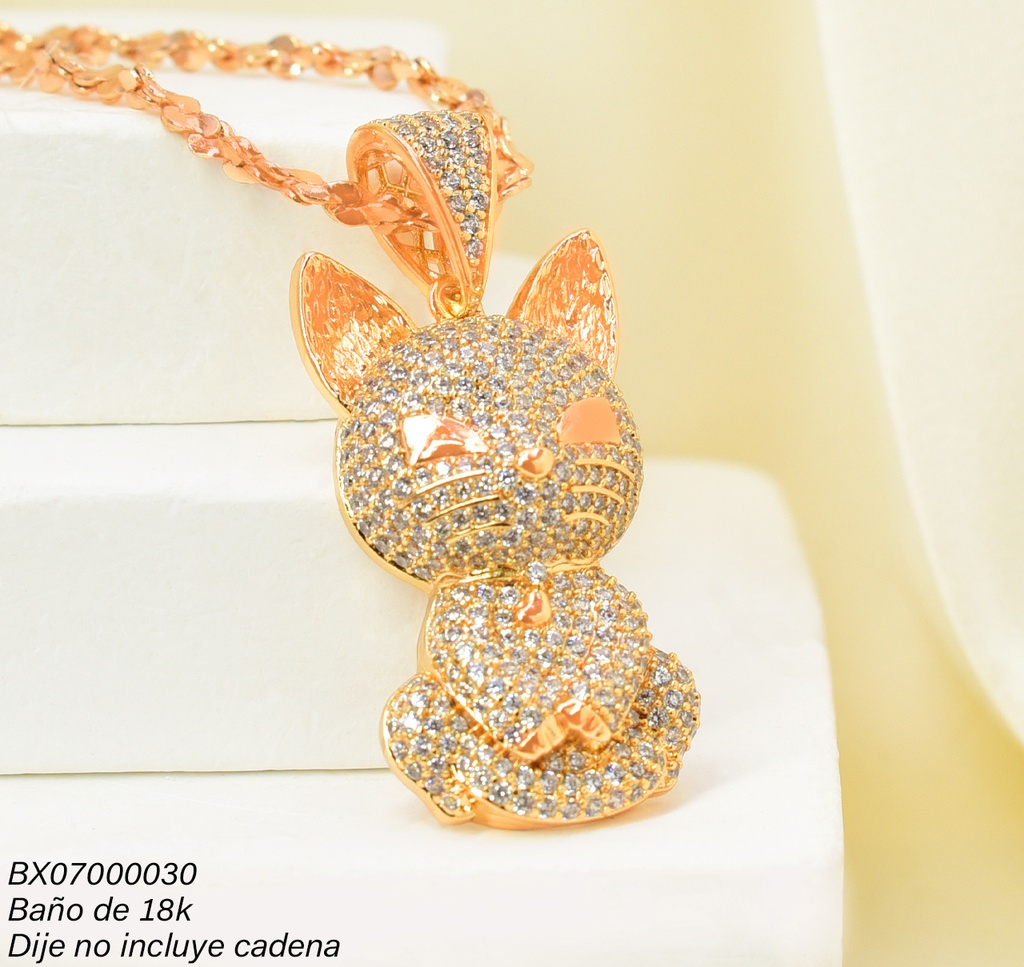 DIJE BAÑO DE ORO 18K. XUPING GATO ZIRC. PE031-427 012026