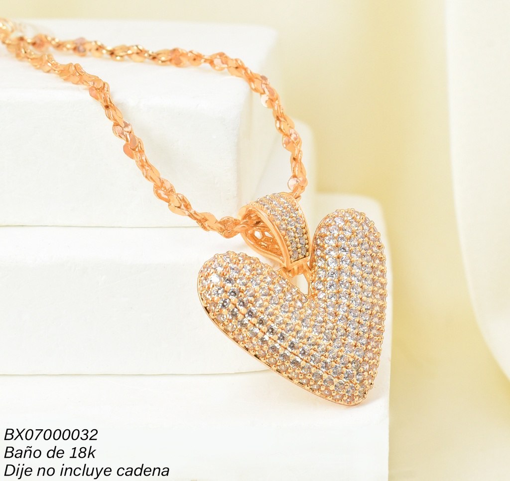 DIJE BAÑO DE ORO 18K. XUPING CORAZON ZIRC. PE033-427 012026