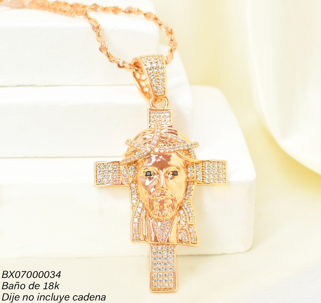 DIJE BAÑO DE ORO 18K. XUPING CRUZ/CARA ZIRC. PE035-427 012026
