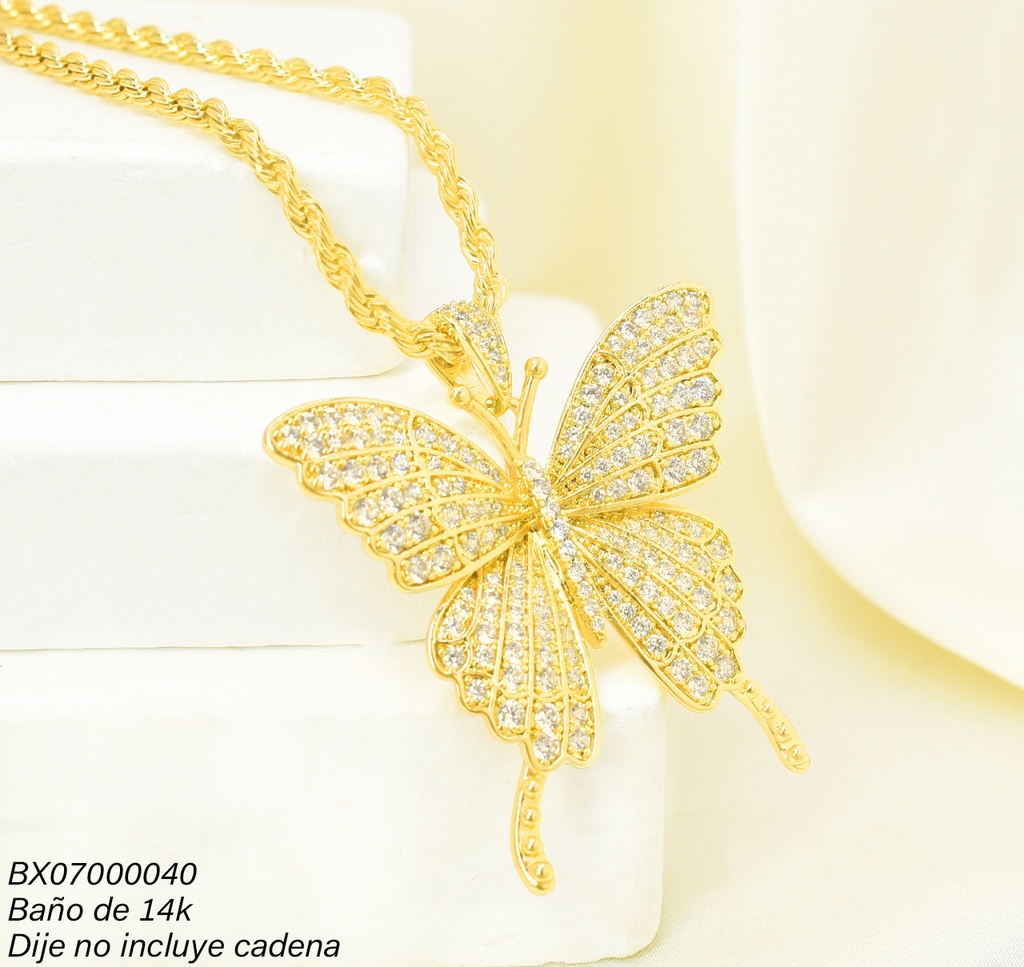 DIJE BAÑO DE ORO 14K. XUPING MARIPOSA  ZIRC. PE041-428 012026