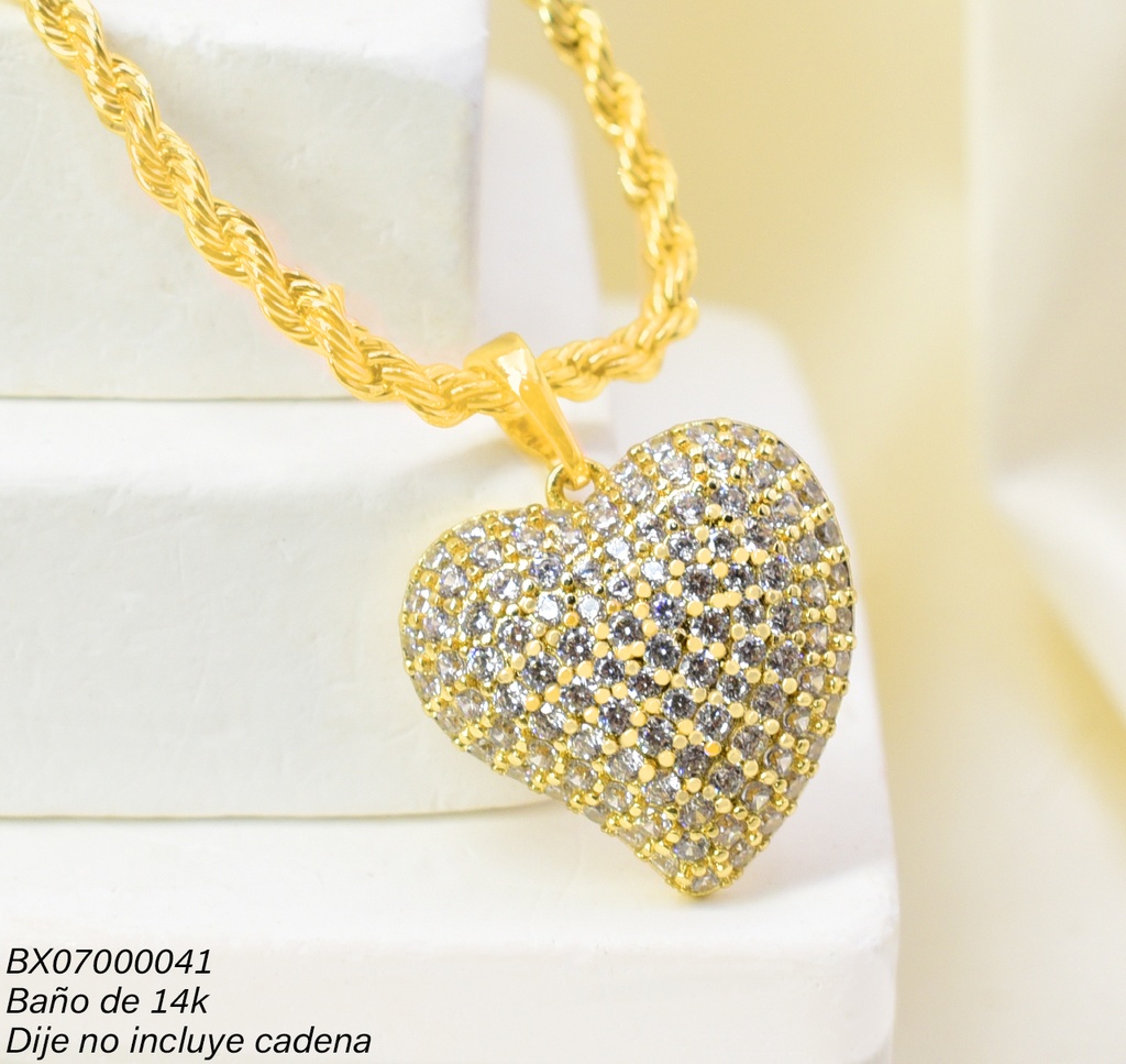 DIJE BAÑO DE ORO 14K. XUPING CORAZON ZIRC. PE042-428 012026
