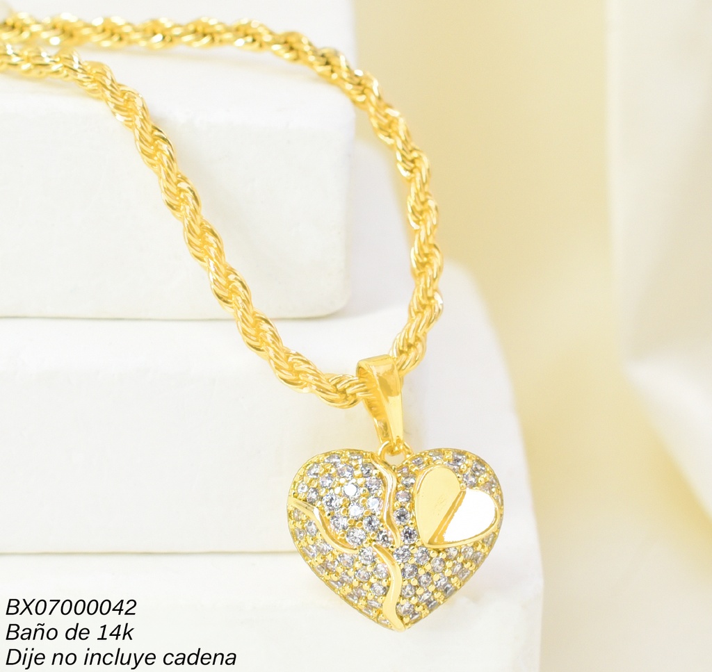DIJE BAÑO DE ORO 14K. XUPING CORAZON ZIRC. PE043-428 012026