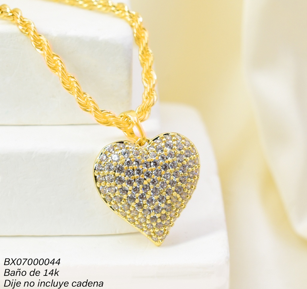 DIJE BAÑO DE ORO 14K. XUPING CORAZON ZIRC. PE046-427 012026