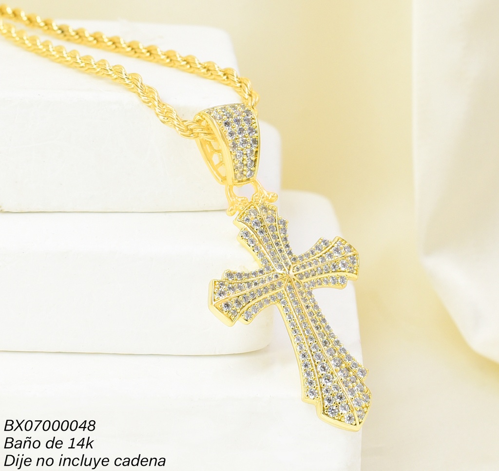 DIJE BAÑO DE ORO 14K. XUPING CRUZ ZIRC. PE050-427 012026