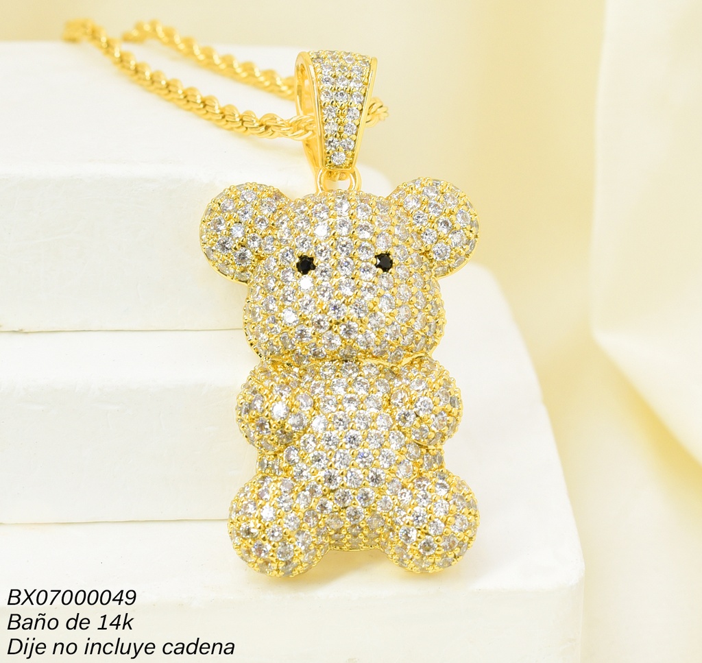 DIJE BAÑO DE ORO 14K. XUPING OSO ZIRC. PE051-427 012026