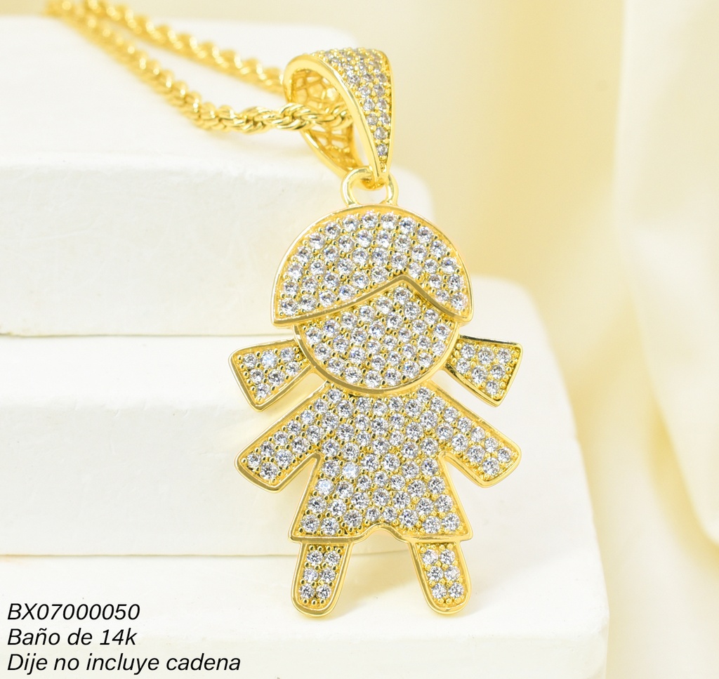 DIJE BAÑO DE ORO 14K. XUPING NIÑA ZIRC. PE052-427 012026