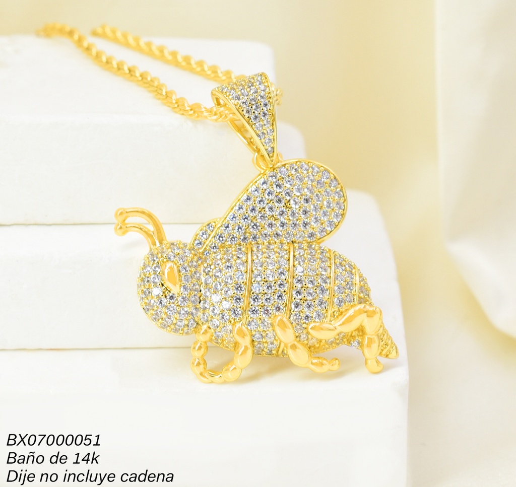 DIJE BAÑO DE ORO 14K. XUPING ABEJA ZIRC. PE053-427 012026