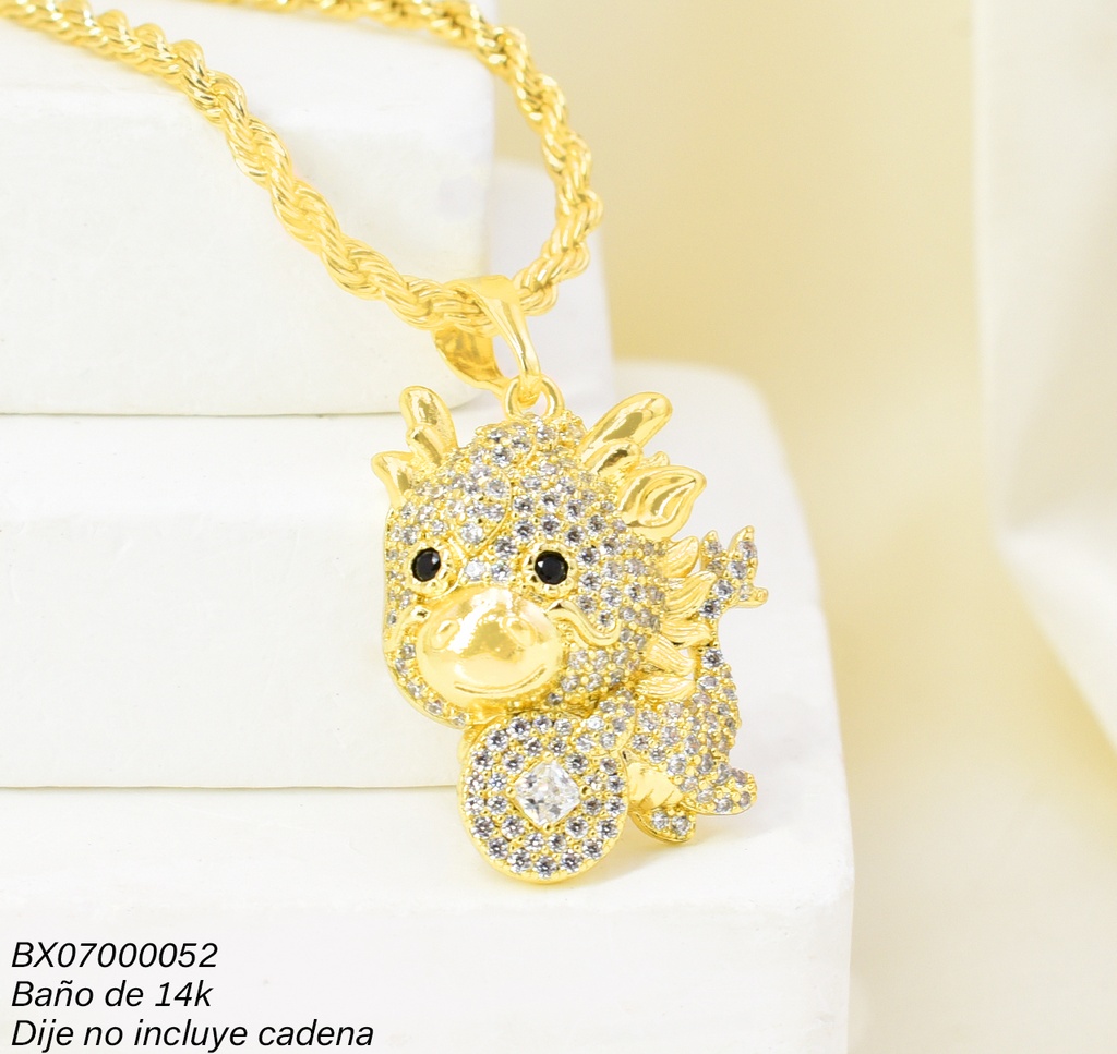 DIJE BAÑO DE ORO 14K. XUPING DRAGON  ZIRC. PE054-427 012026