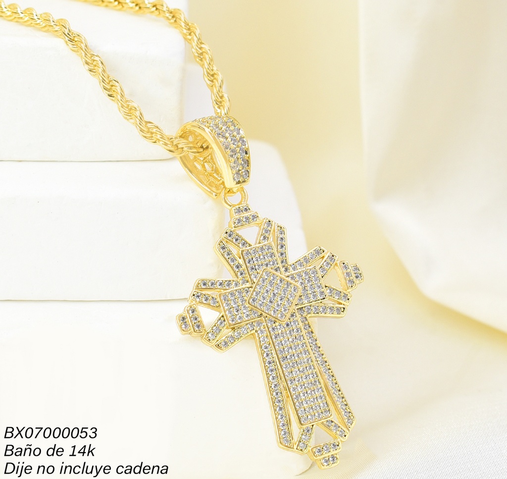 DIJE BAÑO DE ORO 14K. XUPING CRUZ ZIRC. PE055-427 012026