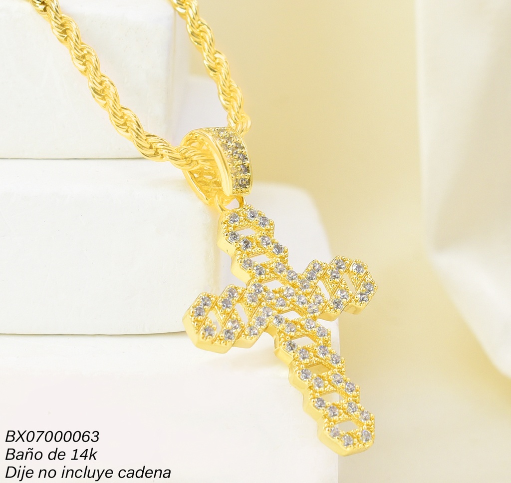 DIJE BAÑO DE ORO 14K. XUPING CRUZ ZIRC. PE066-427 012026