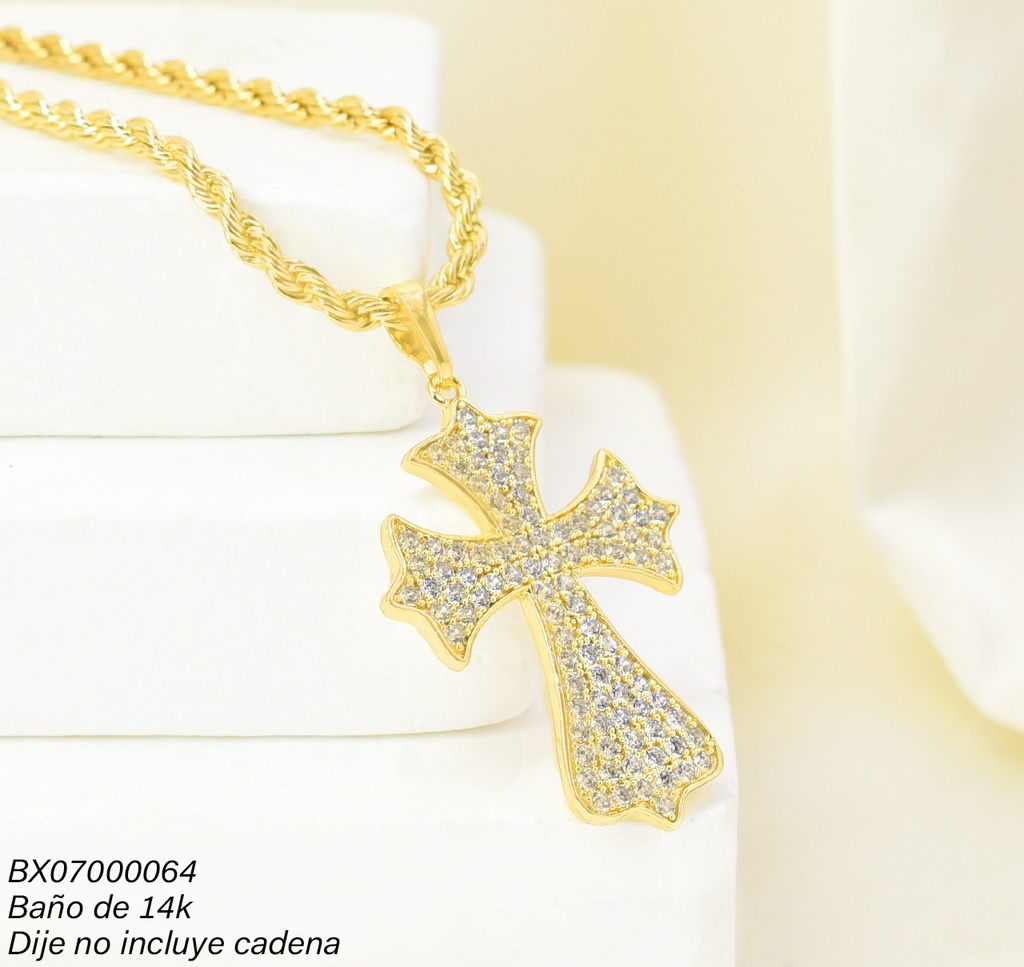 DIJE BAÑO DE ORO 14K. XUPING CRUZ ZIRC. PE067-427 012026