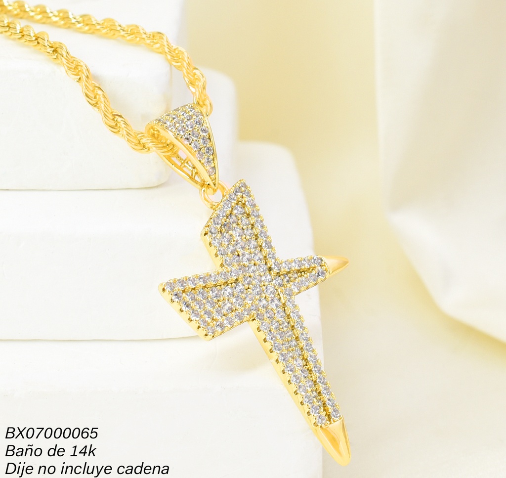 DIJE BAÑO DE ORO 14K. XUPING CRUZ ZIRC. PE068-427 012026