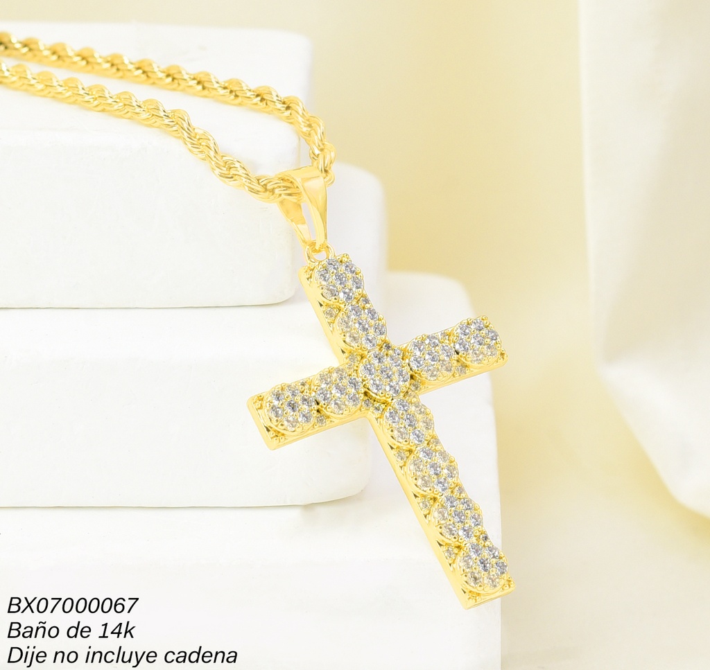 DIJE BAÑO DE ORO 14K. XUPING CRUZ ZIRC. PE070-427 012026