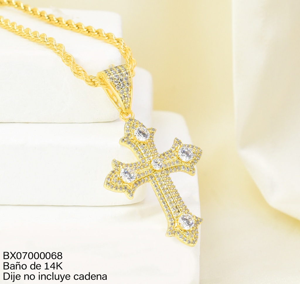 DIJE BAÑO DE ORO 14K. XUPING CRUZ ZIRC. PE071-427 012026