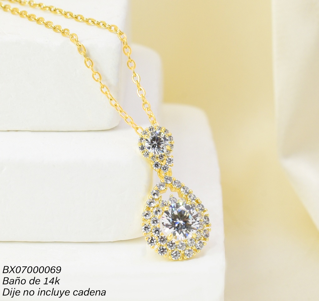 DIJE BAÑO DE ORO 14K. XUPING GOTA  ZIRC. PE073-427 012026