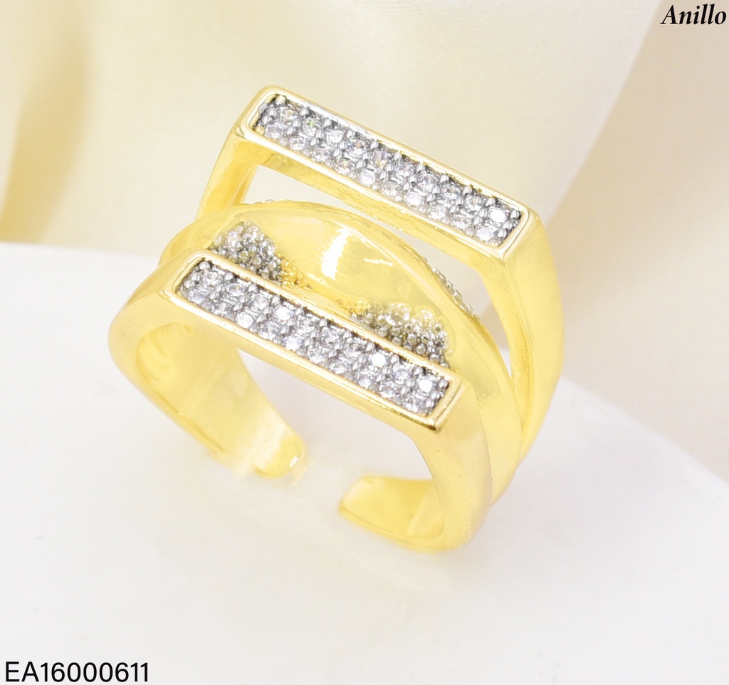 ANILLO DOR 3 LINEAS RECT. ZIRC. RE340-423 012026